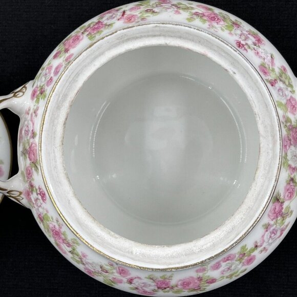 Limoge C Ahrenfeldt Covered Sugar Bowl France Porcelain Roses Vintage - Picture 4 of 9
